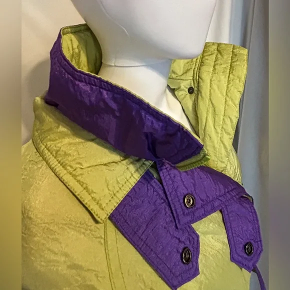 Rare Vintage Prezzia 1980’s Sz M Lime Green & Purple Ski Jacket Retro Funky Cool - Picture 3 of 8